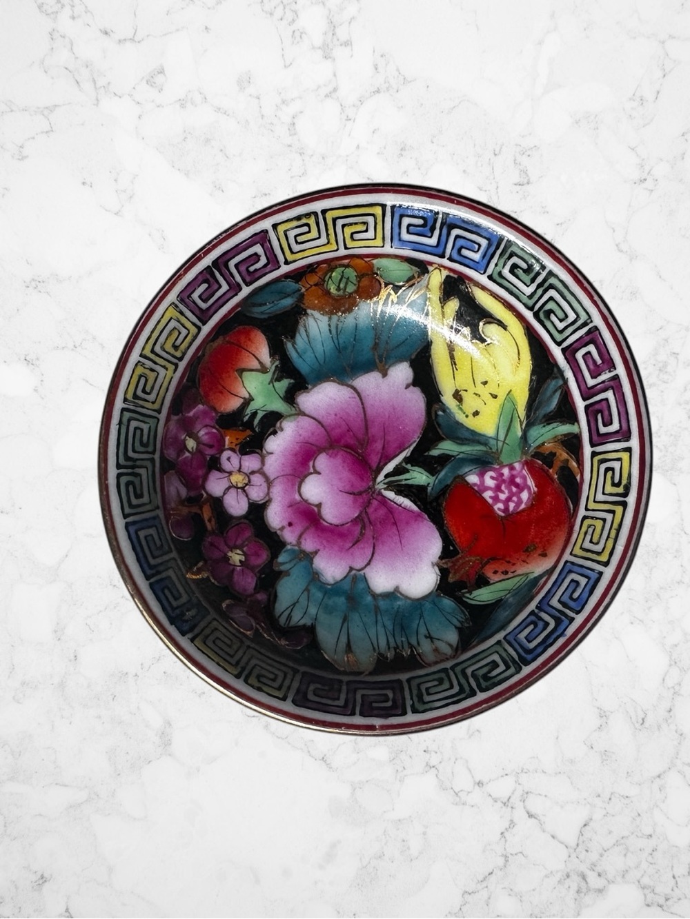 Vintage Decorative Chinoiserie Mille Fleur Floral Butter Pat Plate